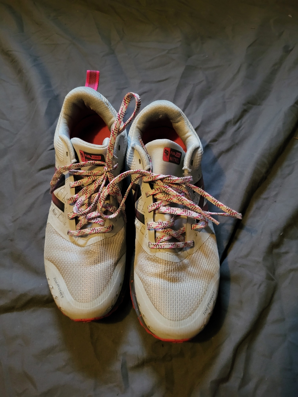 New Balance Fuelcore Nitrel Light Gray and Pink Athletic Trail Sneakers